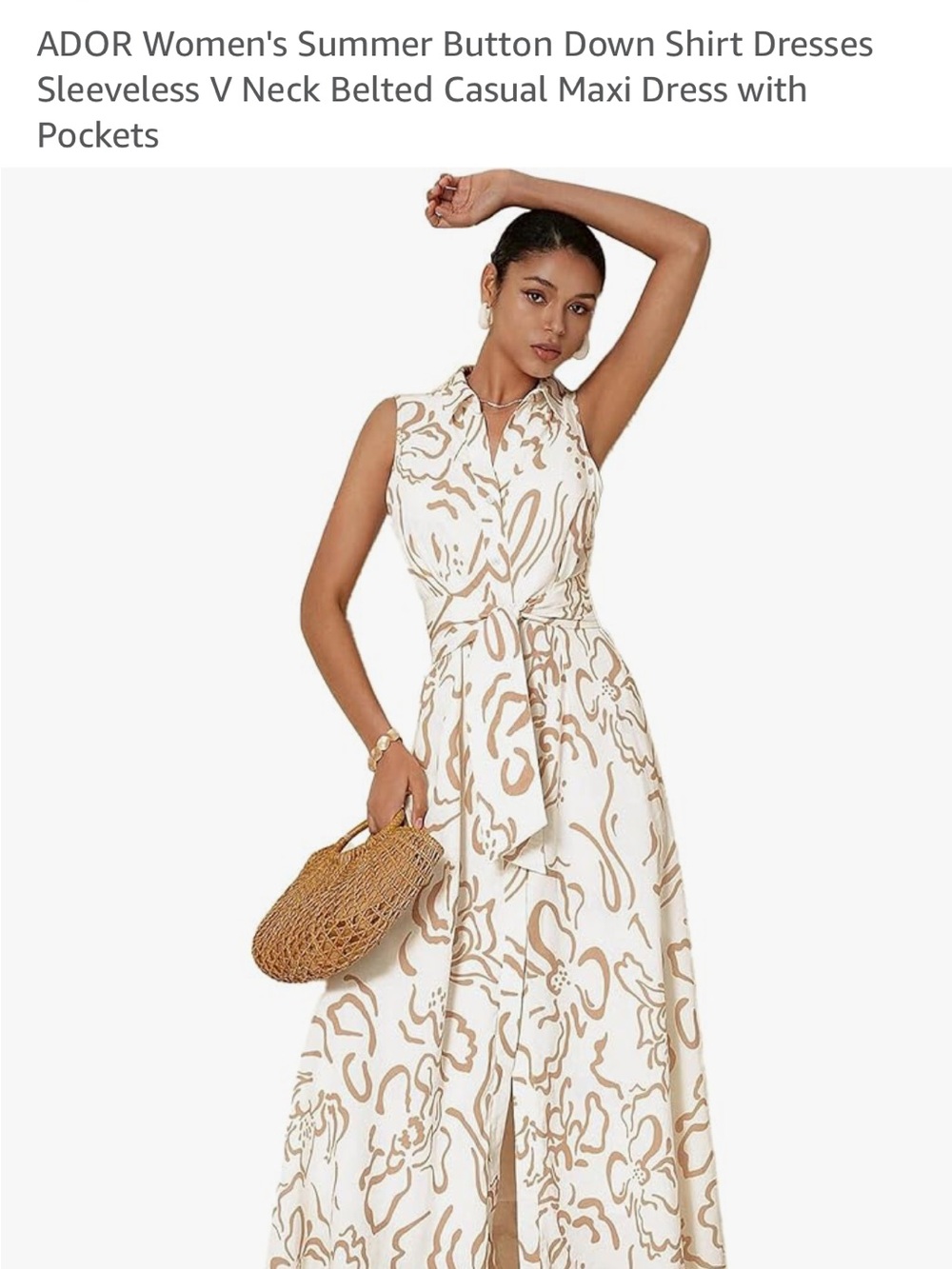 Sleeveless Collared Maxi Dress in Blush White